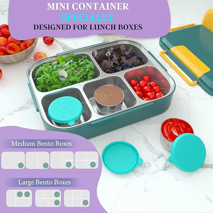 6x1.6 Oz Salad Dressing Containers With Lids, Small Leakproof Reusable Stainless Steel Salad Dressing Container To Go For Lunch Boxes,Sauce containers, Picnics,Travel Meal Prep And Kitchen Storage.
