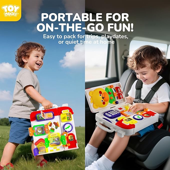 TOY Life Montessori Busy Board for 1-2 Year Old, 20‑in‑1 Baby Musical Toddler Toys, Fine‑Motor & Early Educational Baby Montessori Toys for Toddler 1‑3 Year Old Boys Girls Birthday Gift