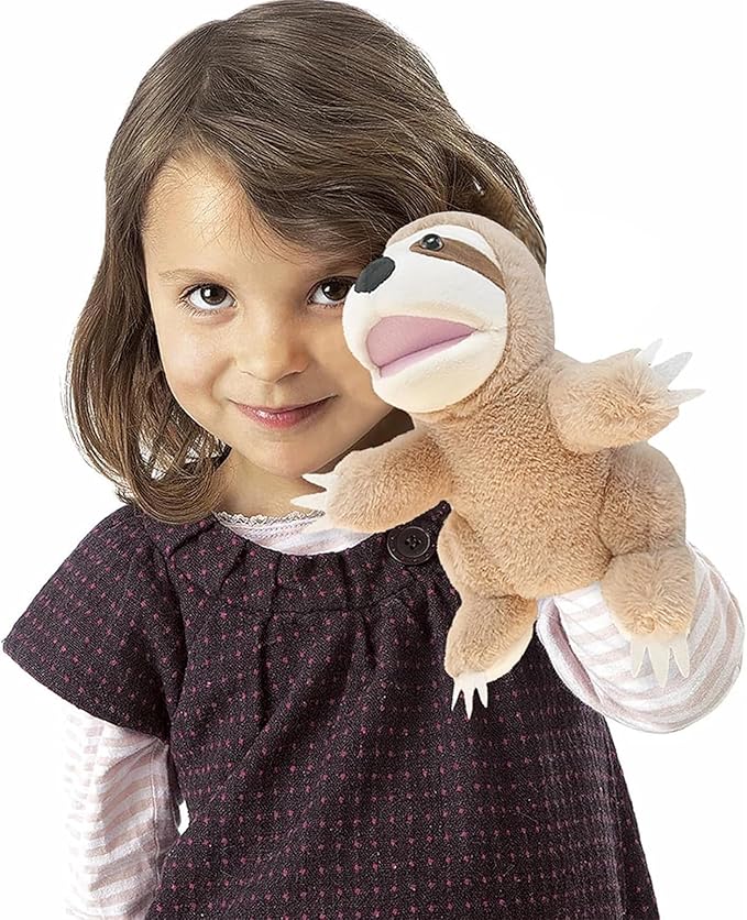 Puppet Sloth Hand Puppets for Kids, 10'' Stuffed Puppet with Movable Mouth,Sloth Stuffed Animal Plush Interactive Storytelling Puppets Toy Gift for for Toddlers 1-3