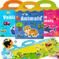 pinkking Magnetic Portable Playboard, Vehicles-Farm Animals-Ocean Animal 3 Set Activity Magnet Book for Toddler, Refrigerator Magnet Educational Learning Toys Travel Stickers Activity Books for Kids