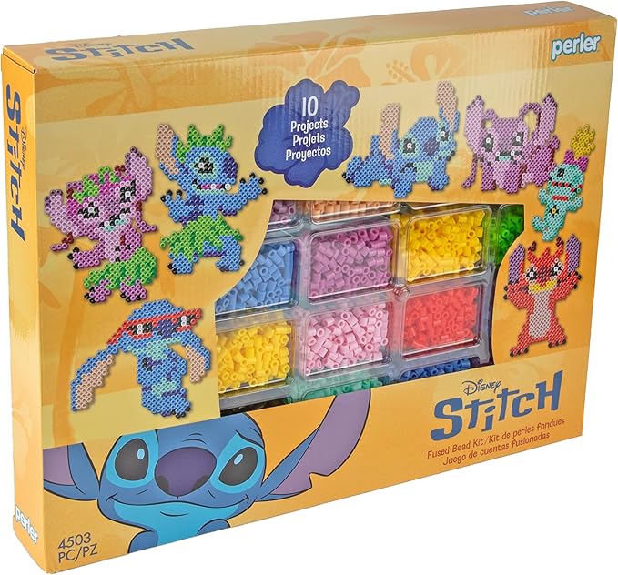 Perler 80-57265 Disney's Stitch Fused Bead Craft Activity Kit with 10 Projects, Multicolor, 4503 Pieces
