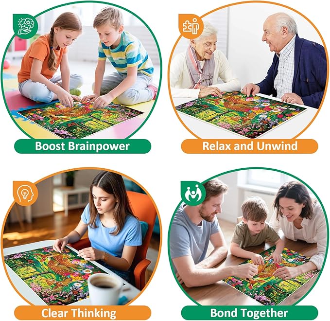 300 Piece Puzzles for Adults,Forest Deer Jigsaw Puzzle 300 Pieces,Interlock Perfectly Letter on Back No Dust,Fun and Challenging Puzzle for Family Time,Relaxing Gift for Adults,Kids,Seniors,20.5 x15in