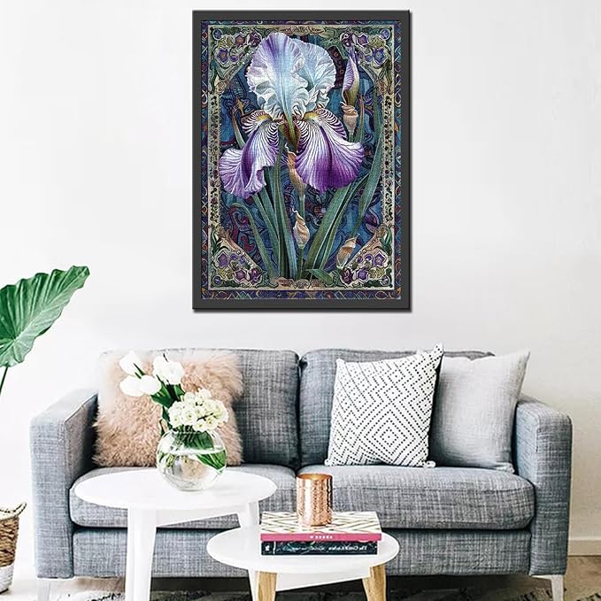 Christal White Iris Jigsaw Puzzles for Adults 1000 Pieces,Celtic Background Artwork Jigsaw Puzzle 27 x 20 Inches Colorful DIY Puzzles for Home Decoration, Family Puzzle Perfect for Game Nights