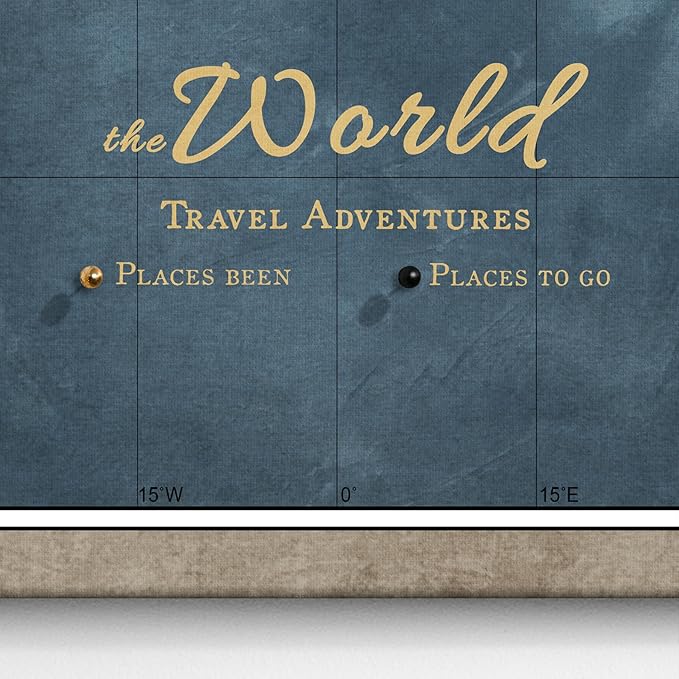 Canvas World Map with Cork Pin Board - English Lettering - Decorative Wall Decoration for All Rooms - Canvas Pictures with World Map Motif (70x50 cm, Pattern 13)