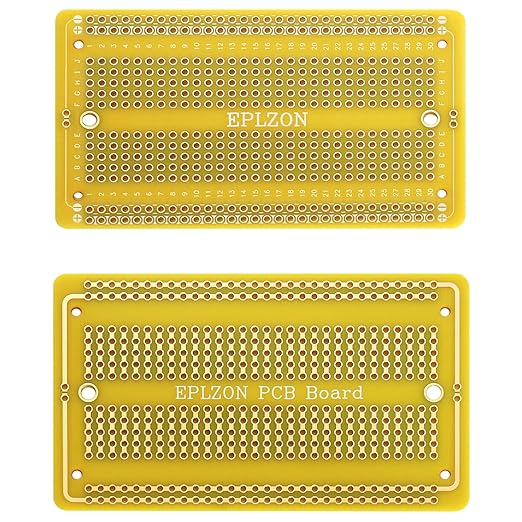 Solderable Breadboard PCB Board Gold-Plated Solder Breadboard for DIY Electronics Projects Apply to Arduino Soldering Projects 3.5"x2.05" (5 Pack + 2 Mini Board, Yellow)