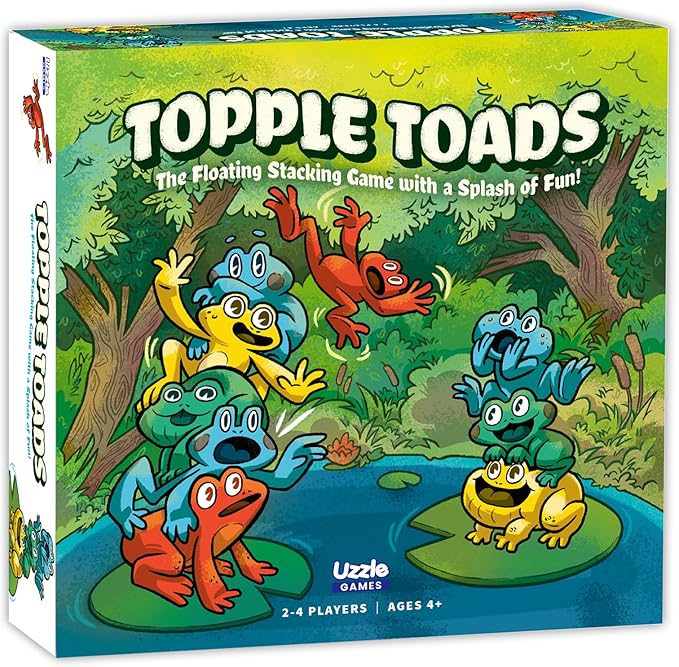 The Uzzle Topple Toads – Fun & Competitive Stacking Game - Engaging Balance Board Game - Endless Laughter & Excitement -2-4 Players