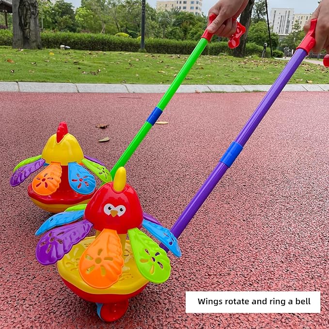 Interactive Youngsters' Toy Car with Spinning Wings & Jingle Bell - Educational Fun for Christmas, Halloween, Thanksgiving, Birthday Gifts, Rooster Toys - (Color Random)