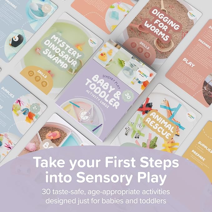 Inspire My PLAY - 30 x Baby and Toddler Sensory Play Activity Cards - Inspiration for Creative Play Activities - Sensory Cards for Babies Learning