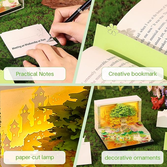 3d Calendar 2026,Hand Tear DIY Art 3d Calendar,Perfect Combination Of Artistic And Practical Design With Lights,Suitable For Note Taking,Decorative Ornaments,Holiday Gifts (huahai-Green)