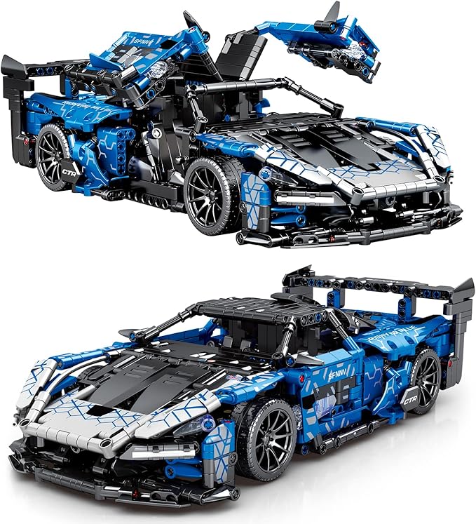 Veottye GTRS Super Sports Car Building Blocks Kit,1:14 Scale MOC Car Model Building Toys,for 8+ Year Boys,Adult(1404 Pieces)