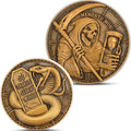 Memento Mori Challenge Coin - Hourglass & Scythe Design with Latin Inscriptions, Embrace Life’s Transience with Inspirational Design (Single Coin)