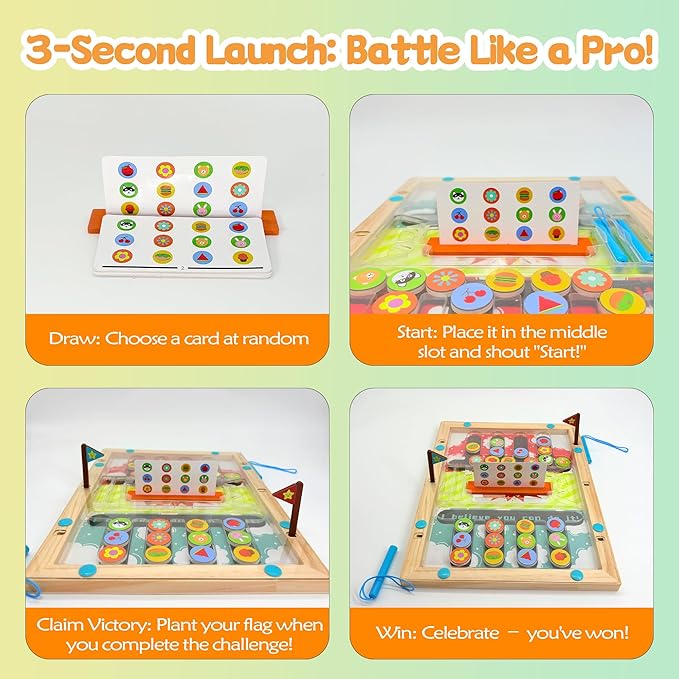 Busy Board,Kids Montessori Wooden Magnetic Toys: 3 4 5 6 Year Old Birthday Gifts for Boys Girls Preschool Educational Learning Activities Toy Sensory Autistic Puzzle Battle Game for Toddlers