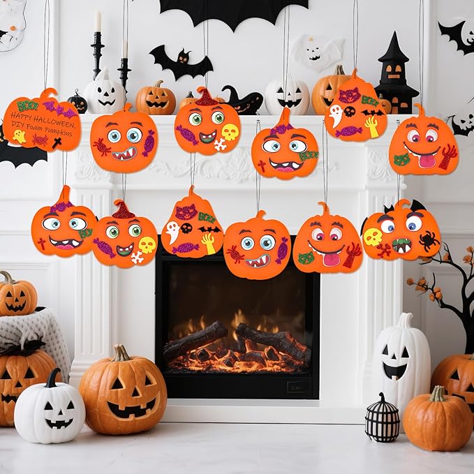 OCHIDO 312 PCS Halloween Crafts for Kids, DIY Foam Pumpkins for Craft Bulk, Halloween Arts and Crafts for Party Favors Supplies, Halloween's Decorations, Classroom Craft Activities