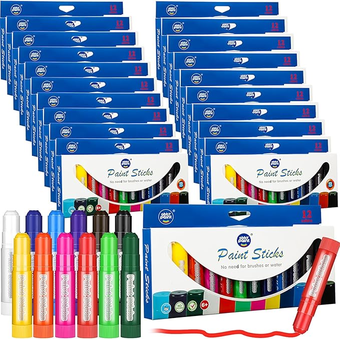 20 Sets Tempera Paint Sticks for Kids 12 Colors Washable Quick Drying Tempera Paint Sticks Bulk for Children Art Supplies Paper Wood Glass Rock Poster Canvas