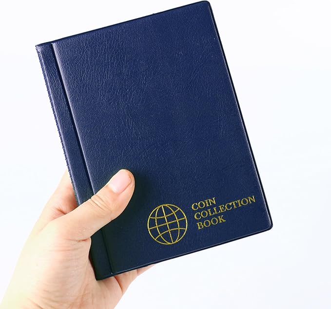 Coin Collection Album 60 Pockets - 4.5x4.5cm/1.8x1.8 inch Coin Holder Book Coin Storage Album Money Penny Pocket for Collectors Blue CS0106BL