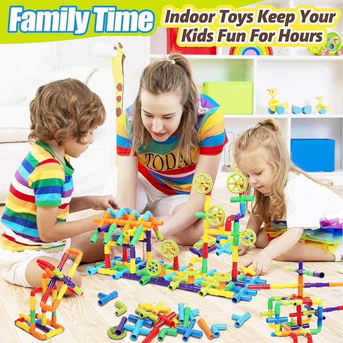 EP EXERCISE N PLAY 250PCS STEM Pipe Tube Learning Toy for Toddlers Kids | Stem Bins for Classroom Preschool | Interactive Educational Autistic Toy Constructions Kit Ideal for Birthday Gift