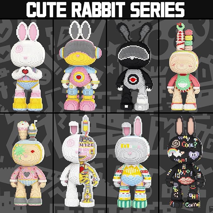 Rabbit Animal Micro Building Blocks Set for Adults Space Boys Cute Large Sets Toys Gift Kids 6550 Pieces 55cm High Series