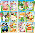 Aowplc 48 Sheets Farm Animal Make‑a‑Face Stickers for Kids & Toddlers – 12 Unique Mix‑and‑Match Designs – Farm Party Favors, Birthday Supplies, Activities & Crafts