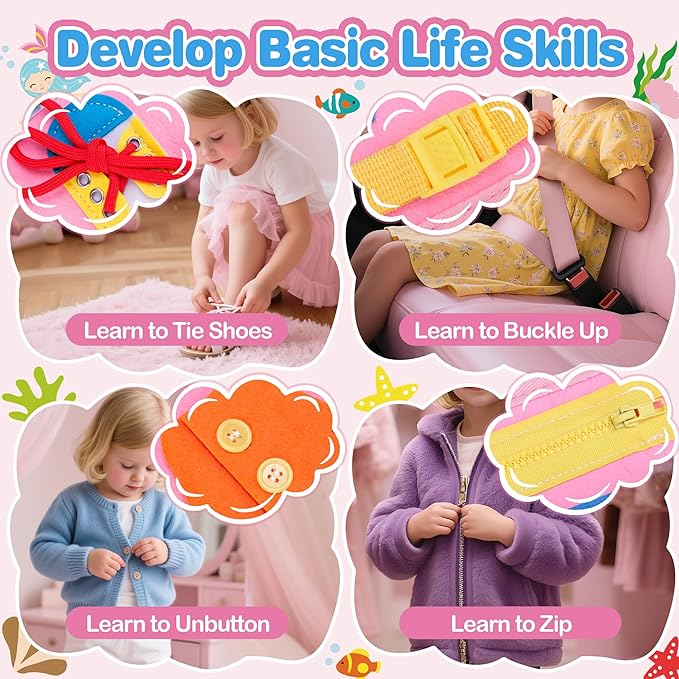 Busy Book Toddler, Montessori Busy Board, Activity Sensory Toys 2025 for Toddler Girls Christmas Birthday Gift, Educational Learning Quiet Book for Kids, Travel Toy for Airplane Car