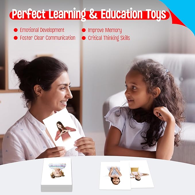 50 Emotion Flashcards, Realistic Feeling Picture Cards Emotion Picture Photos Kids, Adults, Homeschool, Speech Therapy, ABA, Dementia, Aphasia, Occupational Therapy, ESL and Autism Learning Material