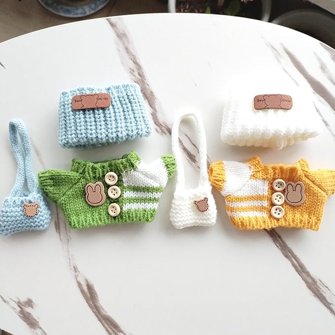 15cm & 17cm Doll Clothes Outfits Set - Premium Dress Up Bundle with Exquisite Accessories | Soft Fabric Fashion Doll Costume for 15-17cm Dolls (2set Yellow+Green)