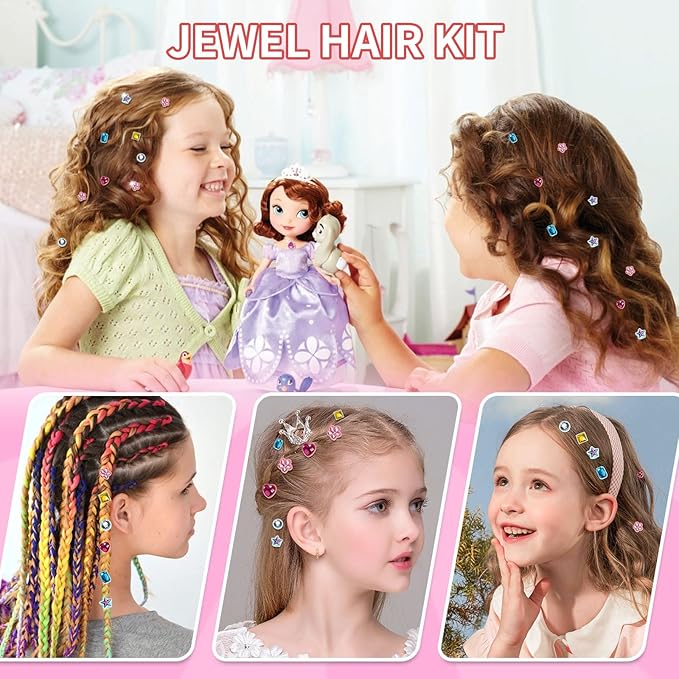 kidzkube Kids Hair Gem Stamper Kit, Quick Gems Hair Jeweler, Bling Hair Jewels for Girls Toys, Hair Styling Tool with Reusable Shining Diamonds, Birthday Gifts Toys for Girls (Deep Blue)
