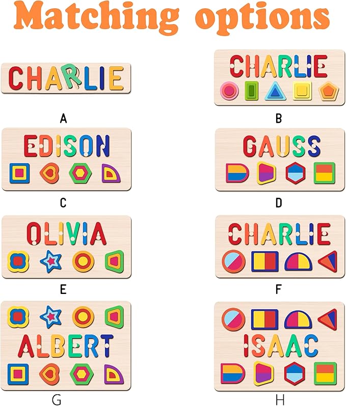 Name Puzzle for Kids Personalized, 1 Year Old Boy Gifts, Personalized Puzzles for Toddlers 1-3, Custom Name Puzzle, Montessori Toys for 1-3 Years Old(Shape)