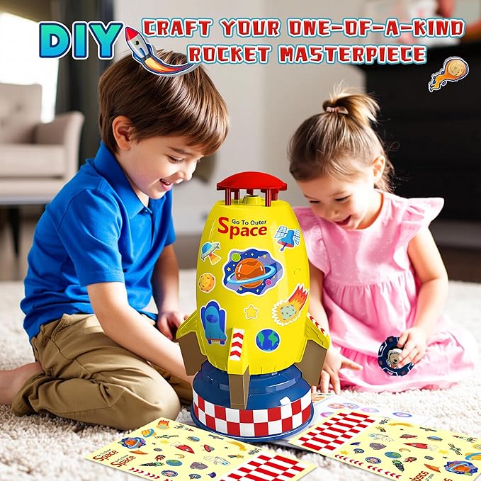 Rocket Sprinkler Toy for Kids, Summer Water Launcher for Backyard Play, Outdoor Lawn Sprinkler Gift for Toddlers and Kids Ages 3 4 5 6 7 8, Easy Setup Water Game with Hose