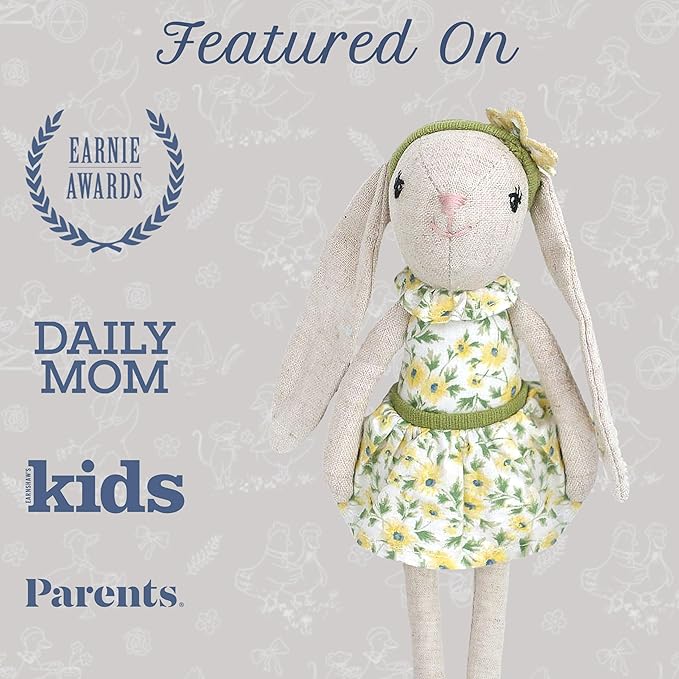 MON AMI Daisy The Bunny Stuffed Doll - 9", Soft & Cuddly Plush Animal Doll, Use as Toy or Room Décor, Great Gift for Kids of All Ages