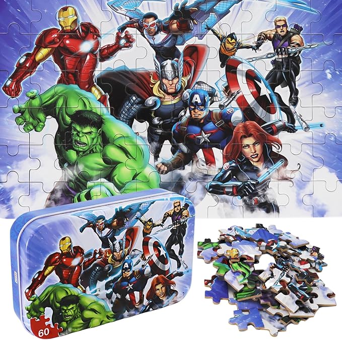 Puzzles for Kids Ages 4-8,60 Piece Puzzles for Kids in a Metal Box, Educational Jigsaw Puzzles 60 Piece Puzzle Games Puzzle Toys Childrens for Girls and Boys (0665)