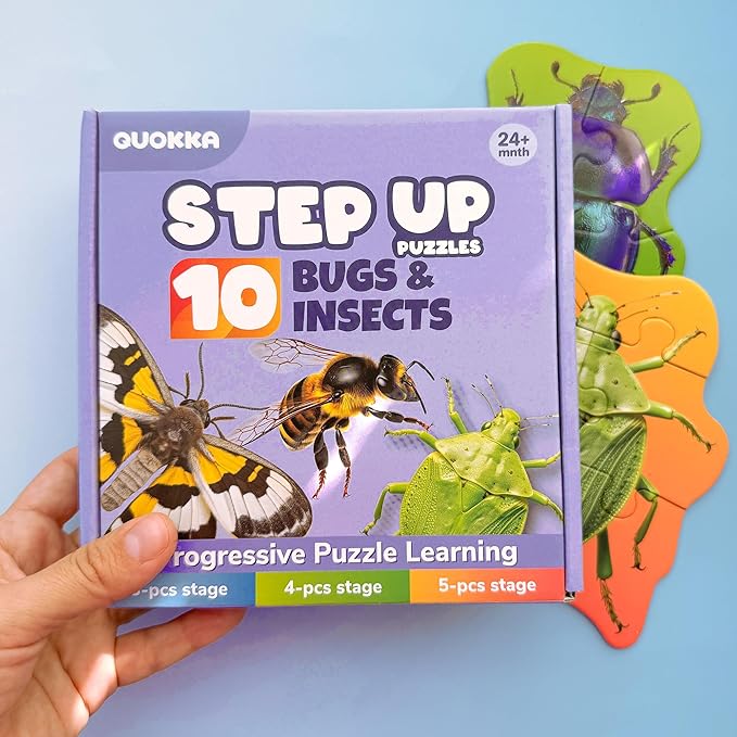 QUOKKA Toddler Puzzles Ages 2-4 - Large Floor Puzzles for Kids 3-5 - 8 Realistic Animal Shapes | Extra Thick Cardboard | Preschool Learning Game - 40 Big Piece Gift for Toddlers 1-3 Years Old