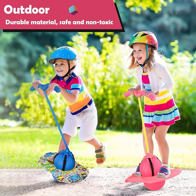 BoterLun Pogo Jumper with Handle, Pogo Ball Pogo Stick with an Air Pump,Trick Board Balance Board for Kids Ages 6 & Up and Adults,