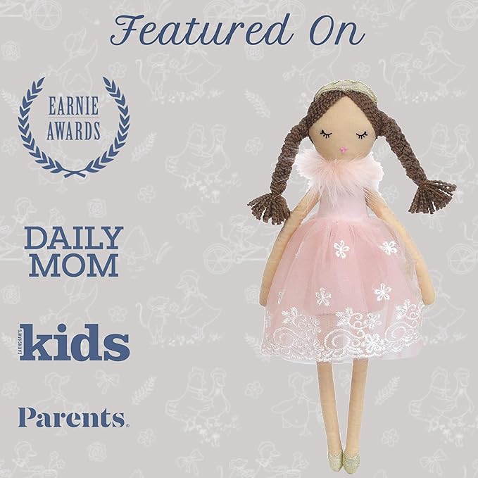 MON AMI Princess Doll Paige (Small) – 15”, Soft & Elegant Stuffed Plush Princess Doll, Use as Toy or Room Decor, Great Gift for Kids of All Ages