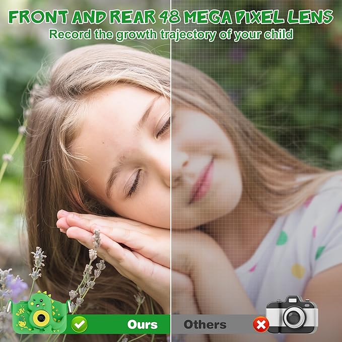 Contixo KC3A Kids Digital Camera - 1080P Toddler Camera with Selfie Mode, Games, Sound Recording, 8X Zoom, 32GB SD Card, USB-C Rechargeable Educational Toy for Boys Girls Ages 3-8, Green