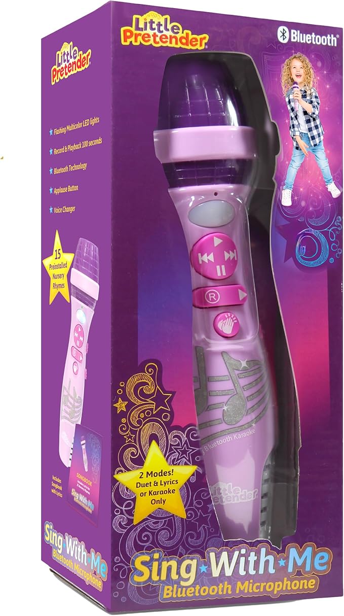 Kids Karaoke Microphone, Voice Changer Toys with 15 Pre-Installed Nursery Rhymes for Toddlers & Kid Age 3-5, Bluetooth Microphones for Singing, Microphone for Ages 3 4 5 6+ Years Old