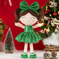 Gloveleya Christmas Baby Doll – Soft Plush Girl Toy in Green Dress, Doll for Kids, Xmas Décor & Keepsake, 12 Inches