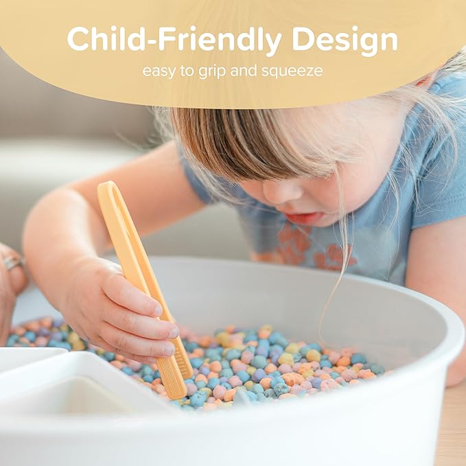 Inspire My Play 3 x Green Silicone Mini Tongs for Kids - Kids Tweezers for Fine Motor - Small Toddler Tongs - Child Sensory Toys and Accessories