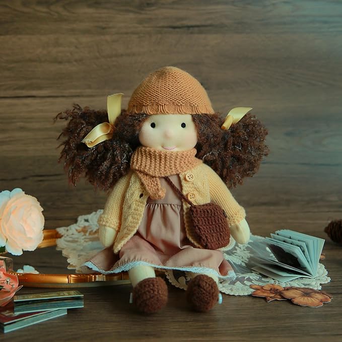 BlissfulPixie Waldorf Doll - Handmade Plush Collectors Doll for Kids Birthday Present, 12" Dotty