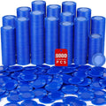 Leitee 1000 Pcs Plastic Poker Chips 38 mm Interlocking Game Lightweight Poker Chip Set Tokens Bingo Blank Casino Counting Bulk for Adults Counting Reward Card(Blue)