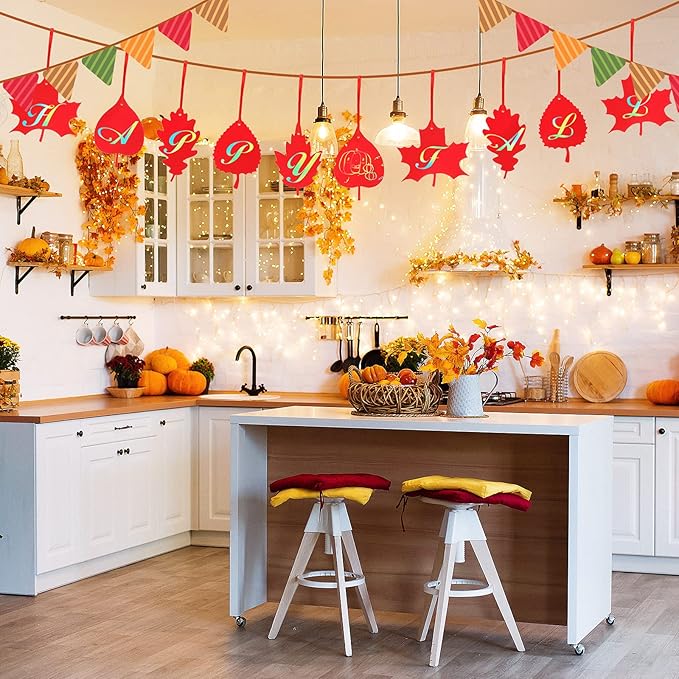 BBTO 50 Pieces Scratch Fall Leaves Colorful Scratch Leaves Paper with Ribbons and Wooden Stylus for Thanksgiving Harvest Party(Red)