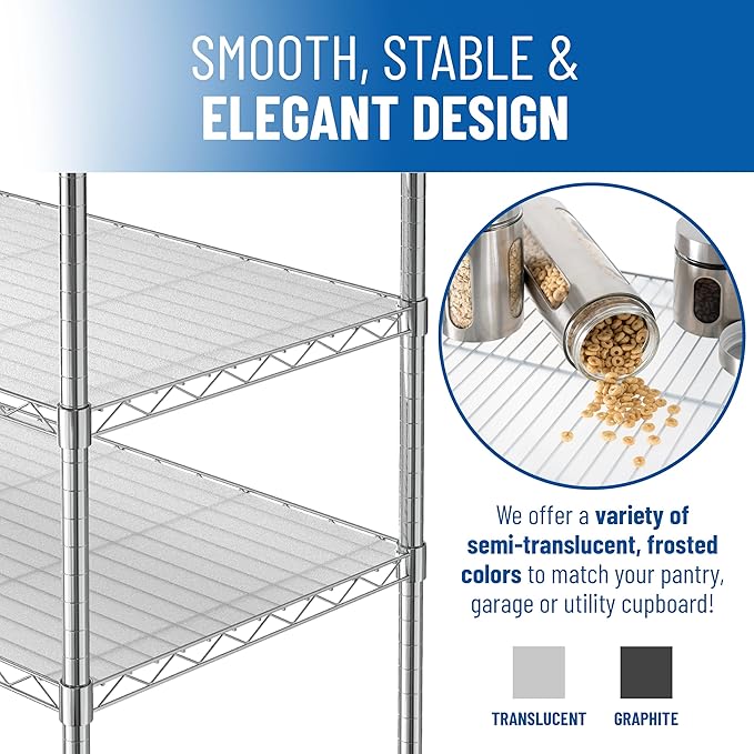 Sterling Shelf Liners for Wire Shelf System: Set of 5 in Graphite: 14 x 30 inch: Plastic Wire Shelving Mats