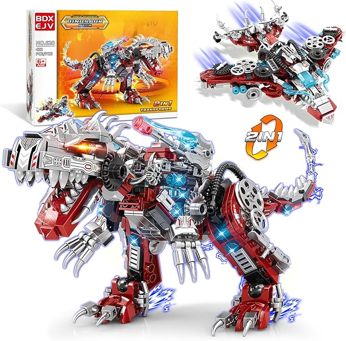 STEM 2 in1 Dinosaurs Building Kits 422PCS, Compatible with Lego Dinosaurs Bricks, Toys for Kids Age 6-10 Year Old, Educational Building Sets Best Gifts for Boy 6-10