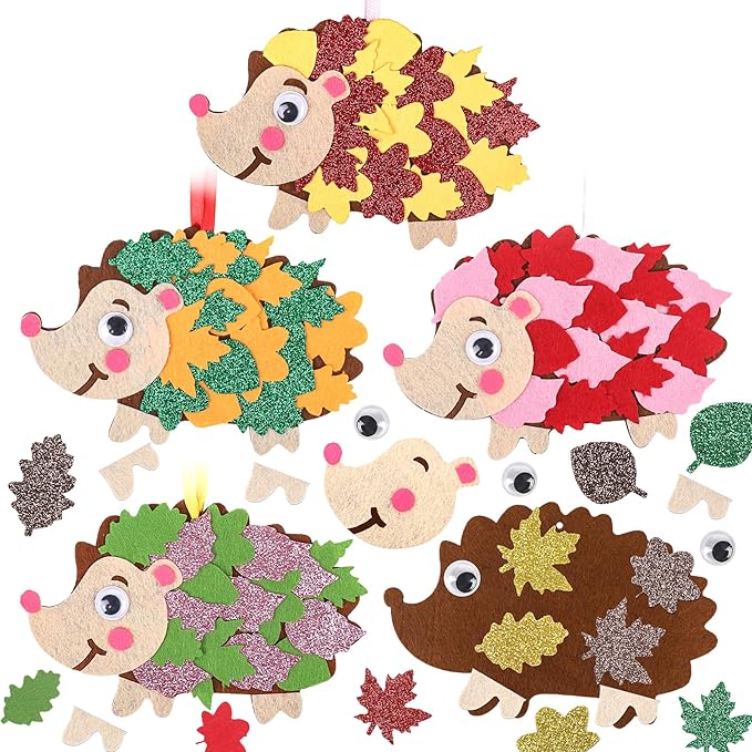 DIYASY 10 Pcs Fall Hedgehog Craft for Kids, Make You Own Hedgehog Foam Stickers Thanksgiving Craft Kits Arts and Crafts DIY Kid Friendly Autumn Decorations Games Party Activities Supplies Age 3-5 4-8