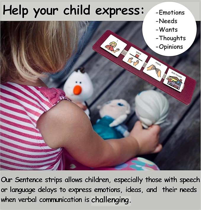Smile4autism Small 2x8 Tools Perfect to Keep Your Loose Visual Picture Cards Organized. Autism ABA, ADHD, Language & Apraxia Aspergers (5 Sentence Strips)