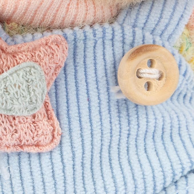 17cm Doll Clothes for Labubu - Kawaii Chic Style Set for 17cm Dolls, Cute Doll Outfit with Accessories - Colorful T-Shirt + Star Light Blue Romper + Heart Shaped Pink Hat (Clothes Only)