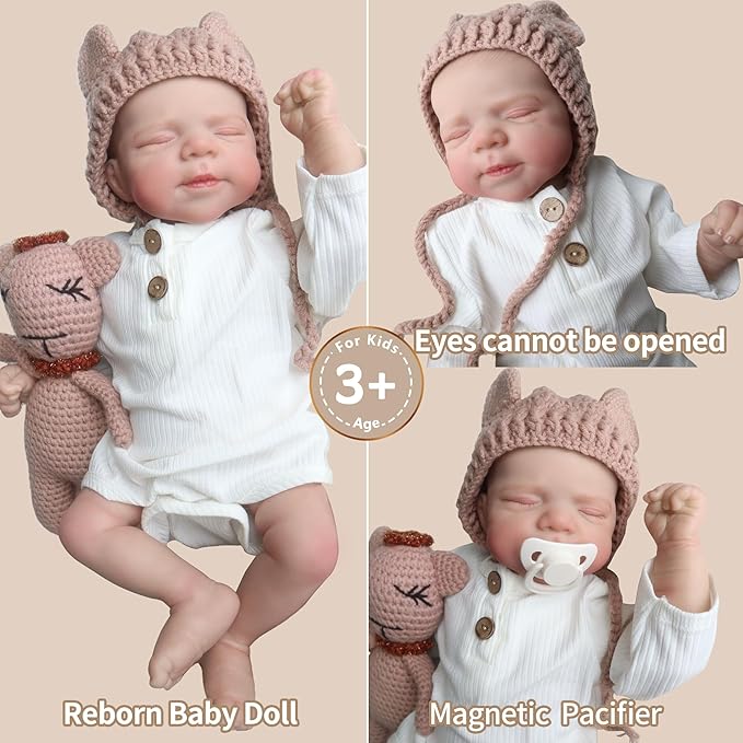 Realistic Reborn Baby Dolls-18 Inch Real Life Baby Dolls Girl Lifelike Baby Doll with Accessories for 3+ Years Old (Brown)
