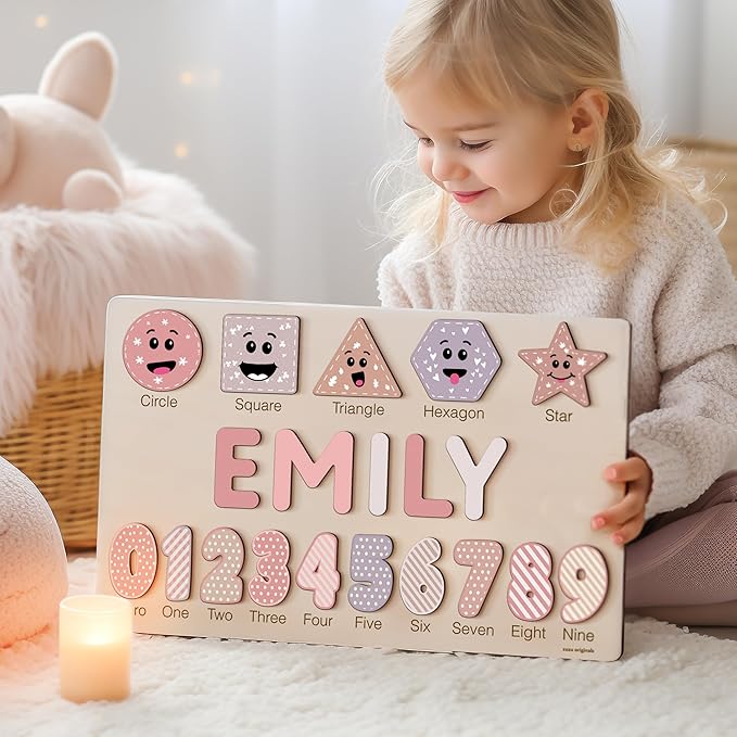 Custom Wooden Name Puzzle, Toddler Toys, Baby Girl Gifts, Gift for Kids, 1st Birthday Gift, Unique New Baby Gift, Wooden Puzzle