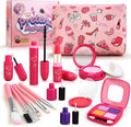 Toddler Girls Toys Pretend Makeup Kits - Fake Makeup Set Toys for Kids 3 4 5 6 Year Old , Play Makeup Gift for Little Girls 3-5, Toddler Makeup Kit with Fake Makeup Toy Birthday Gift