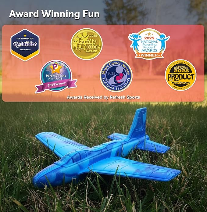 Foam Airplanes for Kids - Best Girl Toys Age 4 & Up - Engaging Toy for 7 Year Old Girl Birthday Gifts - Stocking Stuffers for Girls All Ages - Fun Sports Toy & Party Favors & Outdoor Toys Age 6-8+