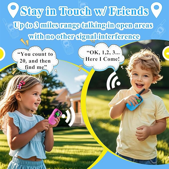 Walkie Talkies for Kids, Walkie Talkie Toys for Girls Boys, for Grandkids, Built-in Flashlight, Birthday Gifts for 3 4 5 6 7 8 9 10 Year Old Girl Boys, Kids Stocking Stuffers